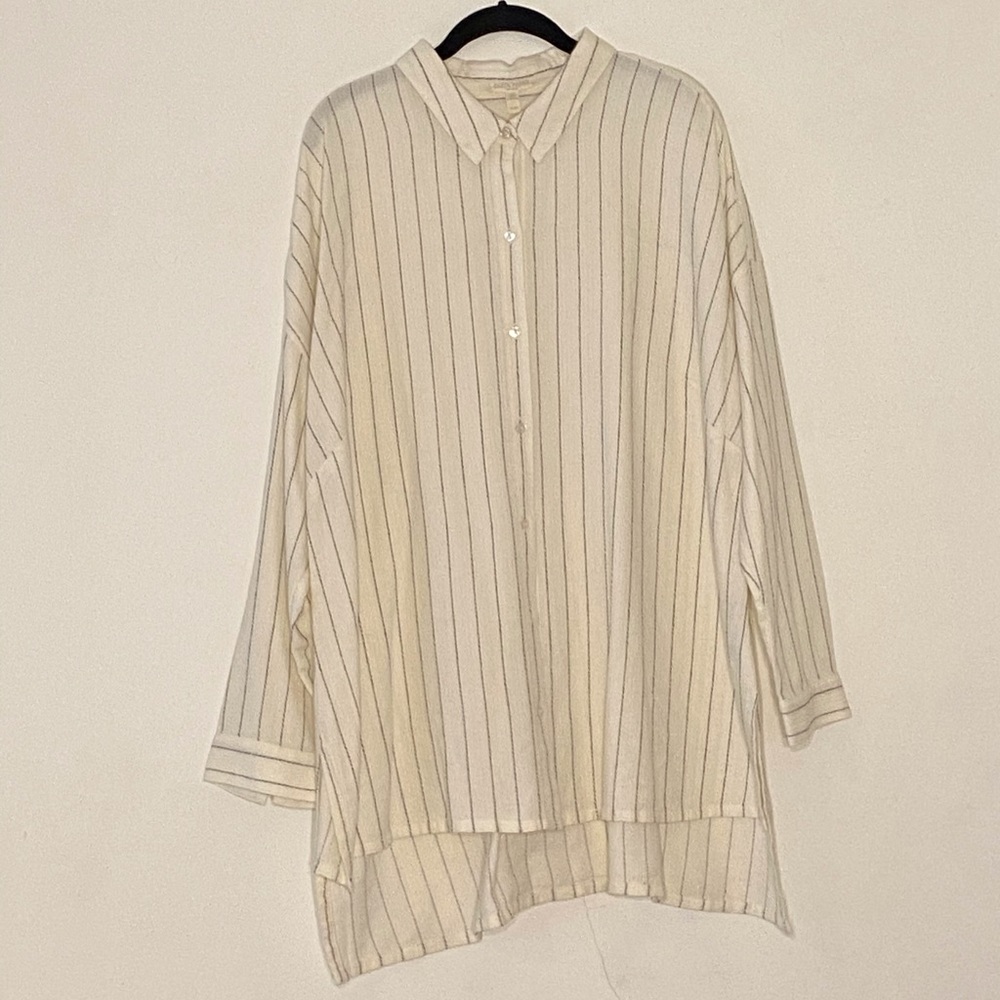 1X/2X cream button down by Eileen Fisher